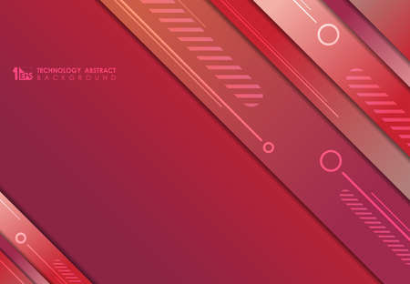 Abstract gradient red design of template overlap with geometric design technology background. Decorate for ad, poster, artwork, template design, print. illustration vector eps10のイラスト素材