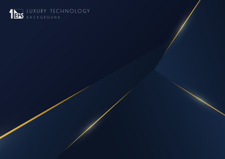 Abstract luxury blue tech template design with gold glitters template. Overlapping style of artwork classic background. illustration vectorのイラスト素材