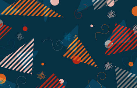 Abstract doodle design of geometric pattern template. Overlapping with free style elements artwork background. illustration vectorのイラスト素材