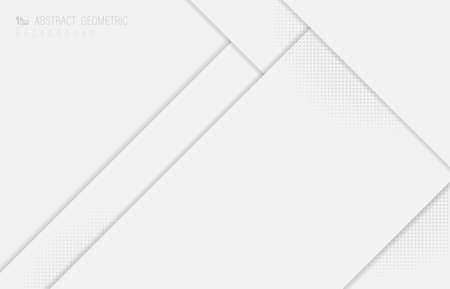 Abstract white overlapping design of papercut with halftone design background. illustration vectorのイラスト素材