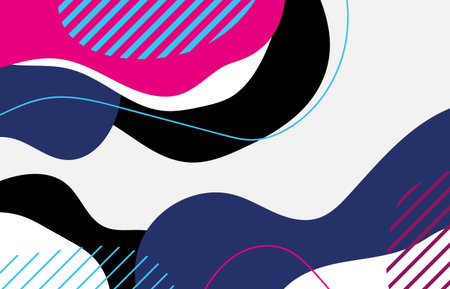 Abstract colorful doodles template design of overlapping background. Design with minimal style...
