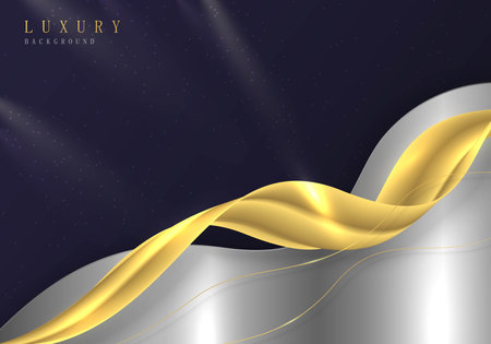 Abstract luxury gold template design with smooth lines 3D artwork. Well organized isoloate object for usage. Illustration vectorのイラスト素材