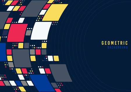 Abstract square geometric pattern template decorative artwork design. Overlapping of circle style...