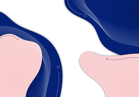 Abstract colorful decorative shape with circle halftone style template. Overlapping design with two...