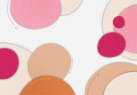 Abstract colorful circle hand drawing design decorative with halftone. Overlapping template design background. Vectorのイラスト素材