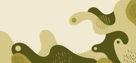 Abstract green shapes design of free hand drawing illustration. Minimal style of green nature tone template background. Vectorのイラスト素材