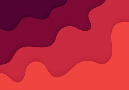 Abstract gradient red and magenta wavy pattern design with papercut design and shadow. Overlapping design for cover background. Vectorのイラスト素材