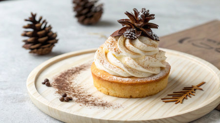 cupcake,christmas,dessert,cake,food,sweet,cream,holiday,pine,cone,wood,plate,winter,celebration,decoration,bakery,tasty,sugar,vanilla,treat,pastry,chocolate,season,xmas,table,new,year,gourmet,delicious,homemade,party,brown,closeup,frosting,ingredient,nobody,ornament,powder,rustic,sprinkleの素材