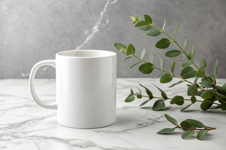 mug,mockup,cup,eucalyptus,branch,marble,table,coffee,tea,drink,blank,template,design,ceramic,handle,empty,object,surface,still,life,plant,leaf,decoration,style,minimal,modern,clean,copy,space,presentation,advertising,product,branding,promote,business,shop,market,sale,offer,retailの素材