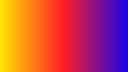 This image showcases a smooth color gradient transitioning from bright yellow through orange and red to deep purple and ultimately to a vibrant blue hue.の写真素材