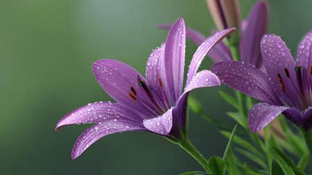 Dew Kissed Purple Lily: A Fresh Floral Beautyの素材
