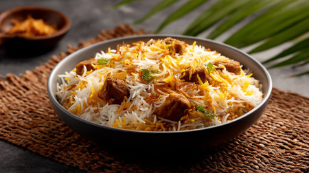 Delicious chicken biryani in a bowl ready to be served and eatenの素材