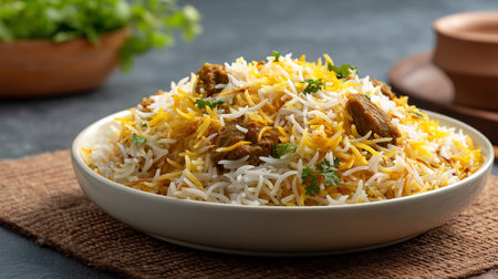 Delicious Chicken Biryani Bowl: A Flavorful Indian Dishの素材