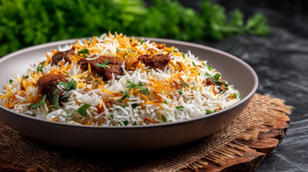 Delicious chicken biryani in a bowl ready to be served and eatenの素材