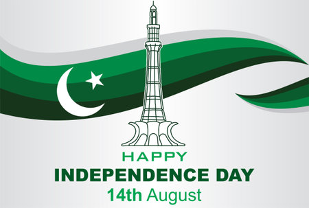 Vector Illustration of holiday 14th August. Happy Independence Day of Islamic Republic of Pakistan....