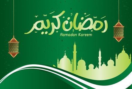 Ramadan Kareem islamic design with arabic pattern and calligraphy for menu, invitation, poster, banner, card for the celebration of Muslim community festivalのイラスト素材