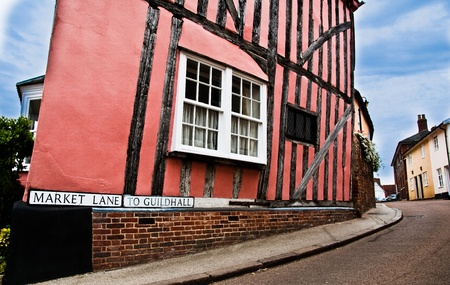 Market Lane,, leading to Guildhall, Lavenham, UKのeditorial素材