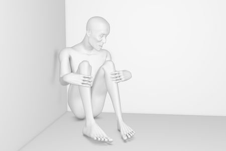 The lonely ascetic man, the victim of the poverty.の写真素材