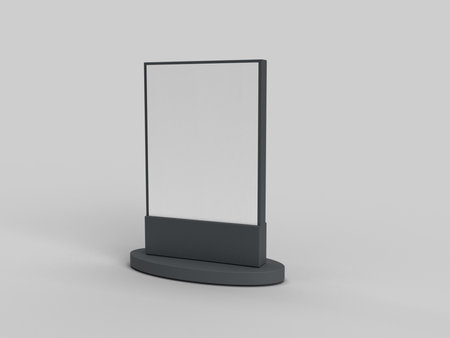 isolated label stand without text on gray backgroundの写真素材