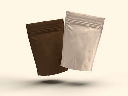 Isolated Food Pouch with gray background 3d renderingの写真素材