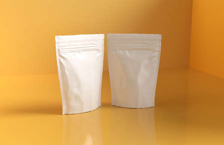 Isolated Food Pouch with gray background 3d renderingの写真素材