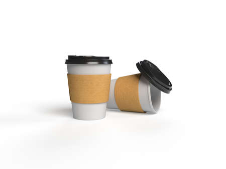 Coffee cup isolated on white background 3D RENDERINGの写真素材