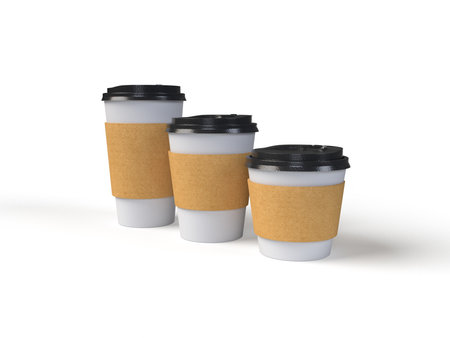 Coffee cup isolated on white background 3D RENDERINGの写真素材