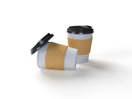 Coffee cup isolated on white background 3D RENDERINGの写真素材