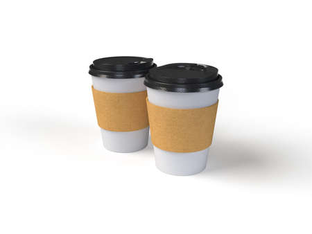 Coffee cup isolated on white background 3D RENDERINGの写真素材