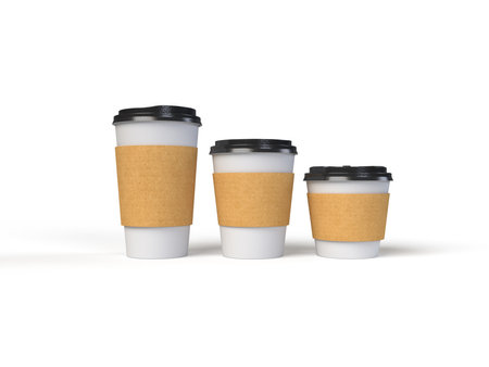 Coffee cup isolated on white background 3D RENDERINGの写真素材