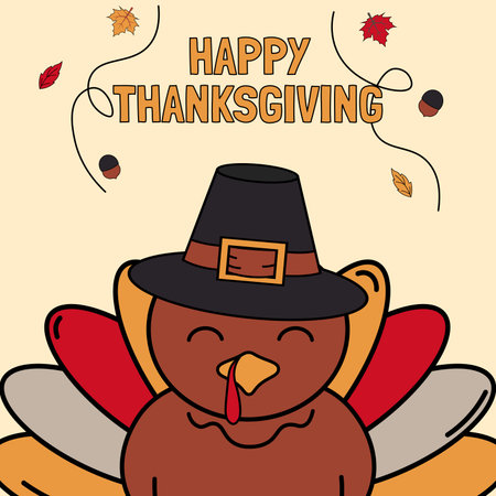 Hand drawn cartoon for Happy Thanksgiving celebration, can be use as flyer, poster or banner.のイラスト素材