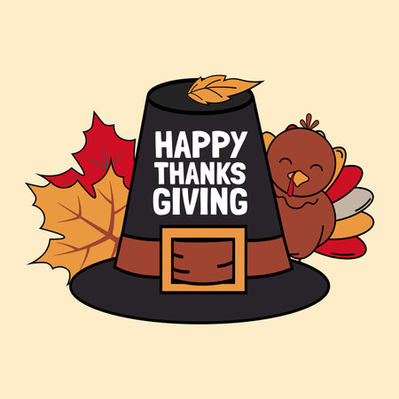 Hand drawn cartoon for Happy Thanksgiving celebration, can be use as flyer, poster or banner.のイラスト素材