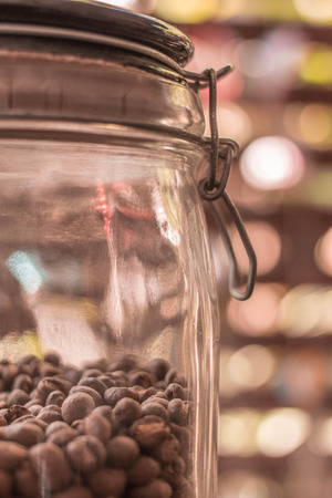 coffee bean in jar can do many coffee cupの写真素材