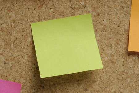 paper for notes of color green on cork board