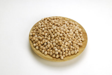 Chick peas in wooden dish