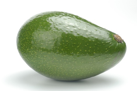 One green avocado on white backgroundの写真素材