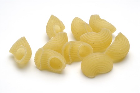 pipe rigate on white background, pastaの写真素材