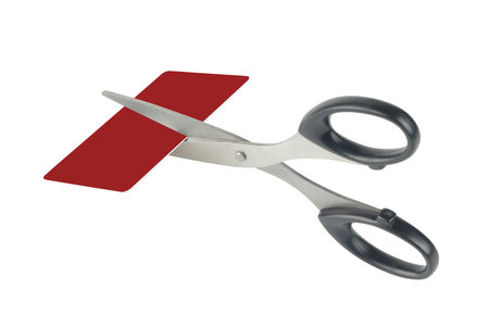 Office scissors and credit cardの写真素材