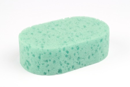 green sponge on white backgroundの写真素材