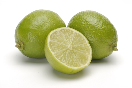 lime and half open on white backgroundの写真素材