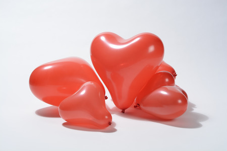 Red balloons like a heartの写真素材
