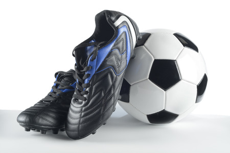 Football boots and ballの写真素材