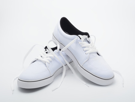 White sneakers on white backgroundの写真素材