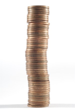 stack of two cents of euro coinsの写真素材