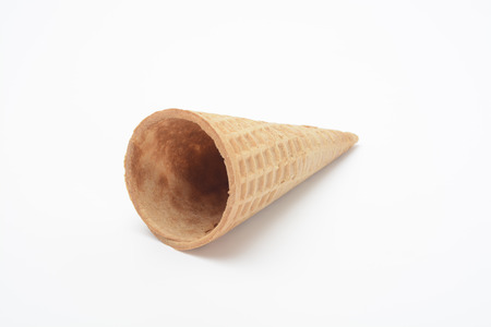 Empty ice cream cone isolated on white backgroundの写真素材