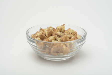 Nuts in a cristal bowlの写真素材