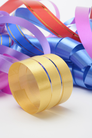 Decorative ribbons for presents several different colorsの写真素材