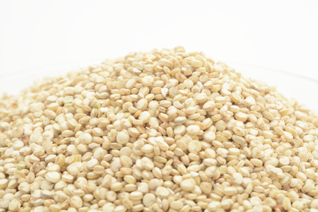 White quinoa on white background, vegetableの写真素材