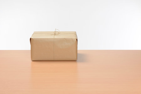 Closed packages ready for shipping on the table