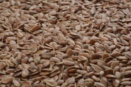 Brown flax seed backgroundの写真素材